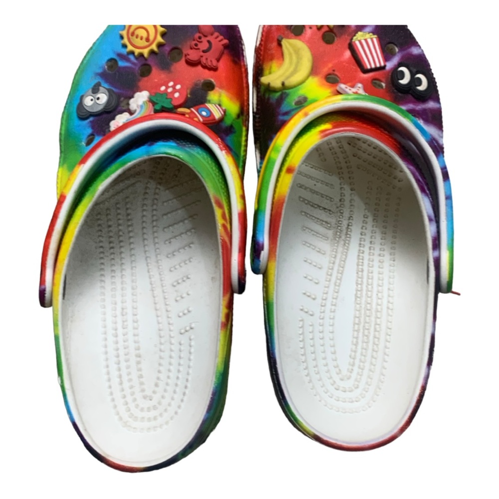 CROCS Classic Tie Dye Women’s Size 11 Men's Size 9 Primary colors Jibbitz - Picture 4 of 8